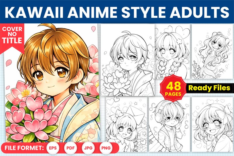 Kawaii Anime Style Adults Coloring Pages