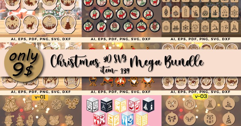 Layer Christmas 3D SVG Mega Bundle (by NGISED)