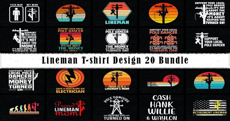 Lineman T-Shirt Sublimation Bundle (by vecstockdesign)