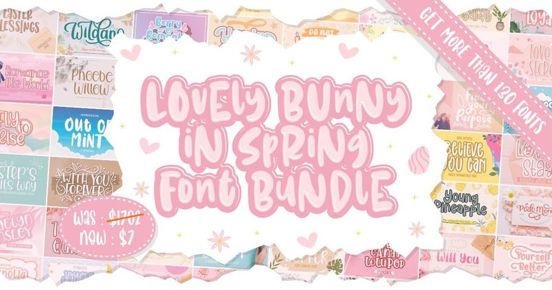 Lovely Bunny in Spring Font Bundle (by Rifki (7ntypes))