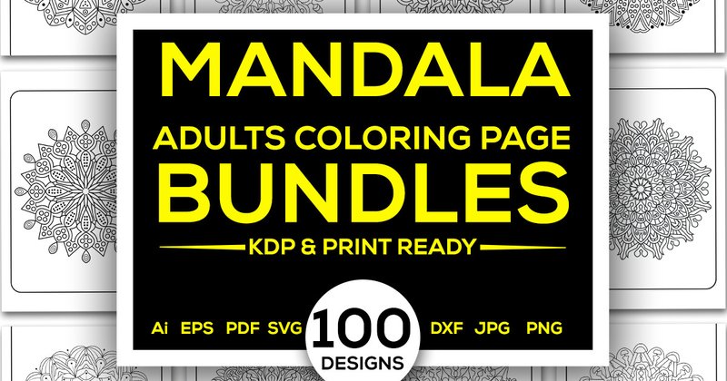 Mandala Adults Coloring Pages SVG Bundle (by TeamlancerBD)