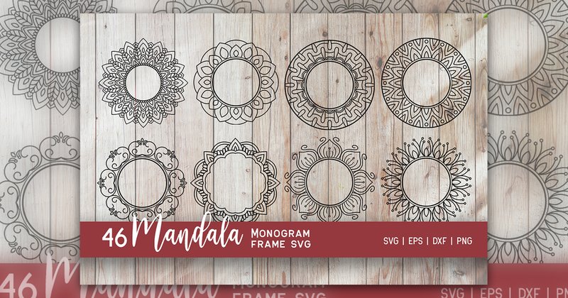 Mandala Monogram Frames SVG Bundle (by doridodesign)