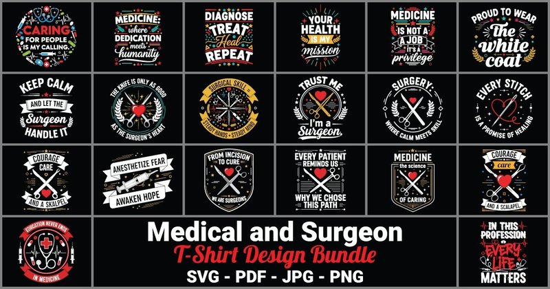 Medical & Surgeon T-Shirt Design Bundle (by Focus T-shirt)