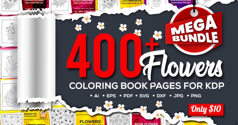Mega Flowers Coloring Book Pages Bundle (by TeamlancerBD)