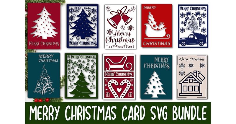 Merry Christmas Card SVG Bundle (by BlackDogsMedia)