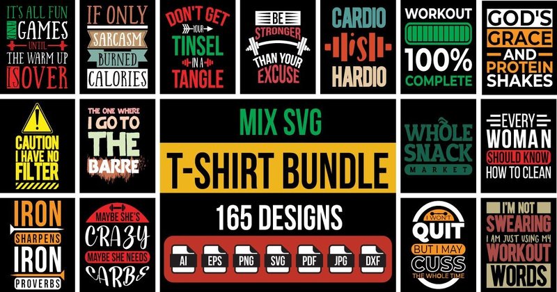 Mix SVG T-shirt Designs Bundle (by tanvir enayet)