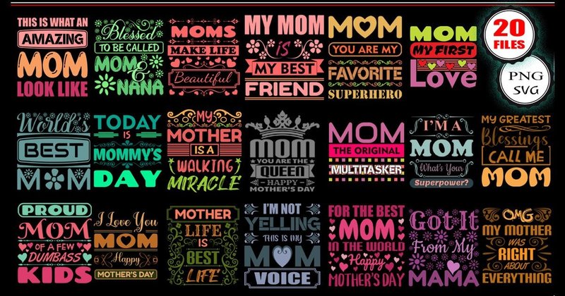 Mother's Day SVG T-shirt Designs Bundle (by blue-hat-graphics)