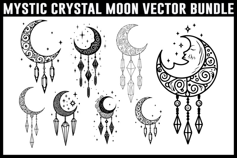 Mystic Crystal Moon Laser Vector Bundle