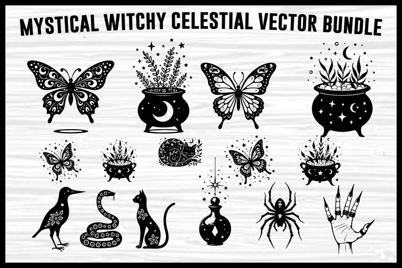 Mystical Witchy Celestial Vector Bundle