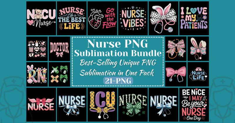Nurse PNG Sublimation Bundle (by Design Station)