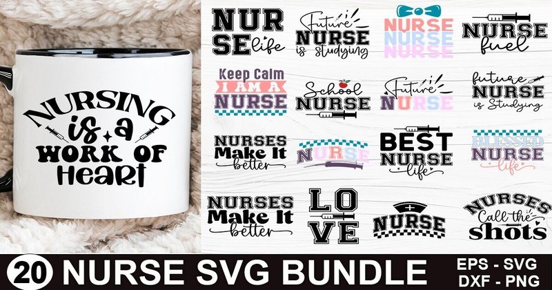 Nurse SVG T-Shirt Design Bundle (by SVG Print design)