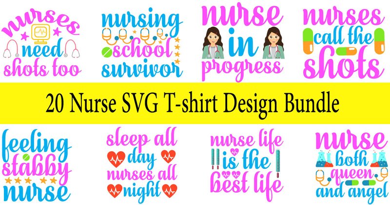 Nurse SVG T-Shirt Design Bundle (by BrenBox)