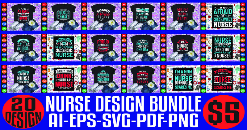 Nurse T-Shirt and SVG Design Bundle (by Peace Signs)