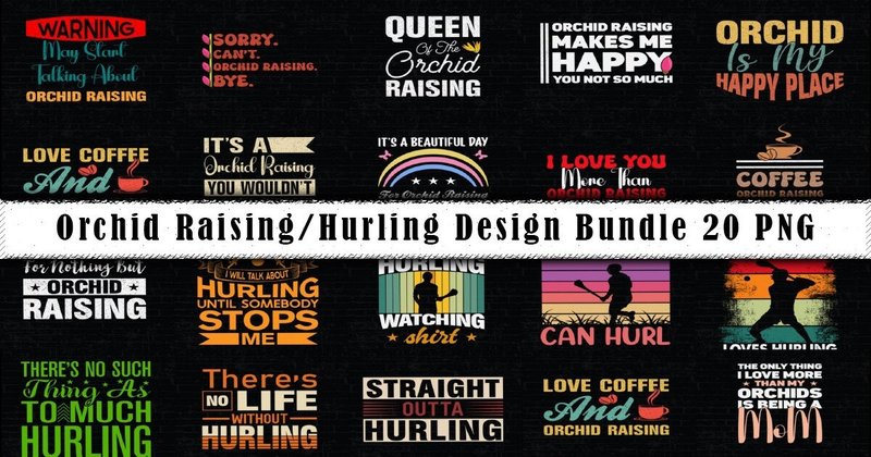 Orchid Raising Hurling T-Shirt Bundle (by vecstockdesign)