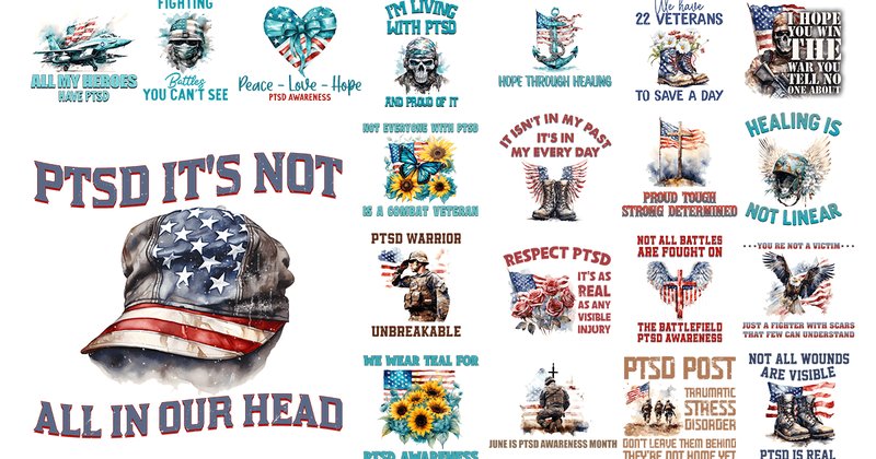 PTSD Awareness Veteran Teal Bundle (by Unlimab)