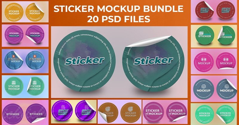 Realistic Round Sticker Mockup Bundle (by CreativeCairo)