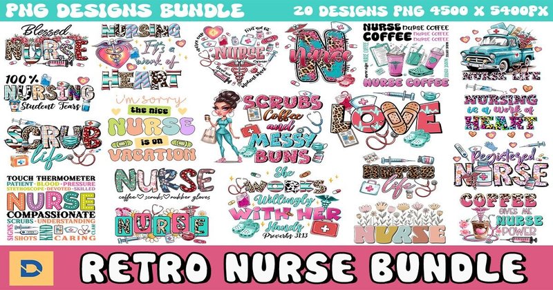 Retro Nurse Sublimation Bundle (by DaFlowerChild)
