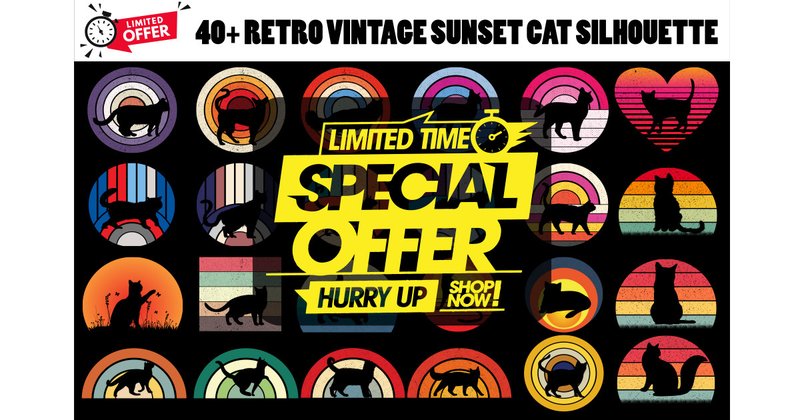 Retro Vintage Cat Silhouette Bundle (by i_am_ the_trend)