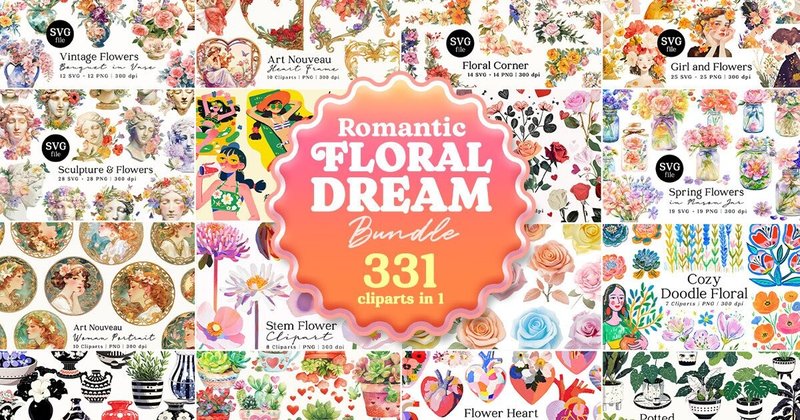 Romantic Floral Dream Clipart Bundle (by lemonmoon)