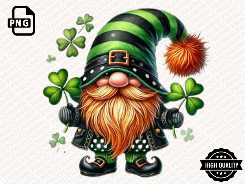 Saint Patrick’s Day Gnome Clipart PNG (by Simo Creative Studio)