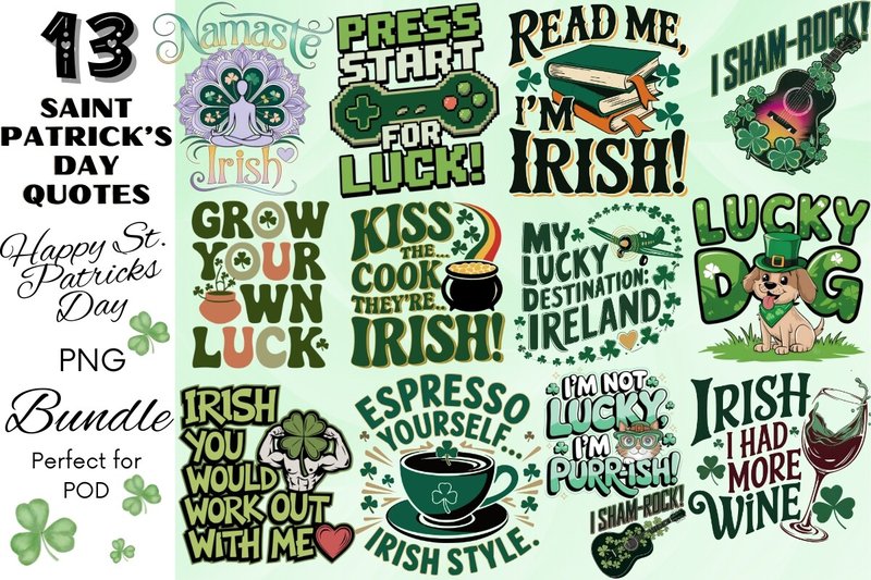 Saint Patrick’s Day Quotes Bundle Set (by Painting Pixel Studio)