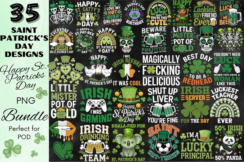 Saint Patrick’s Day Shirt Designs Bundle (by Painting Pixel Studio)