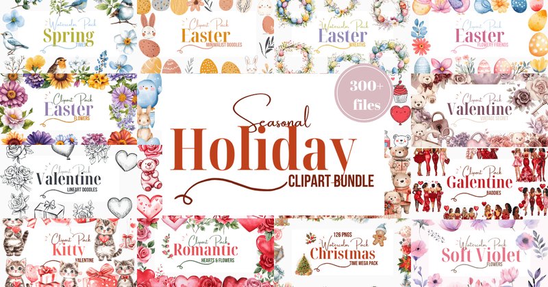 Seasonal Holiday & Floral Clipart Bundle (by zerakika.design)