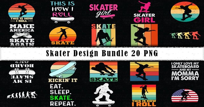 Skater T-Shirt Sublimation Bundle (by vecstockdesign)