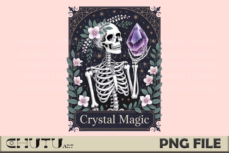 Skeleton Crystal Holder PNG Witch Art