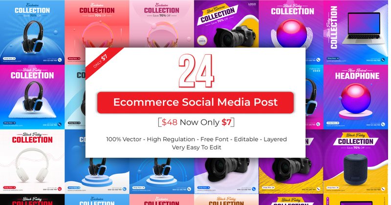 Social Media Post Template Bundle (by Mondolsgraphic)