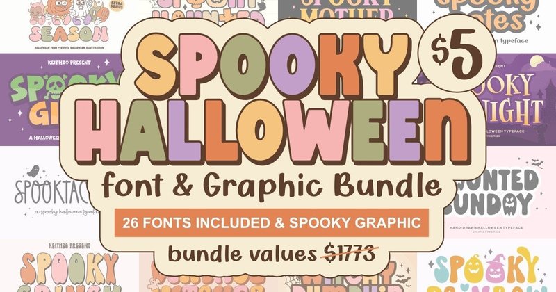 Spooky Halloween Font and Graphic Bundle (by Keithzo (7NTypes))