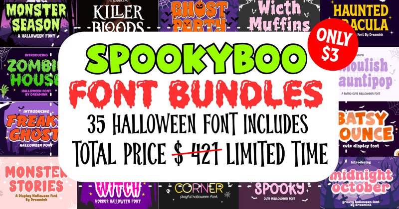 SpookyBoo Font Bundle (by Dreamink (7ntypes))