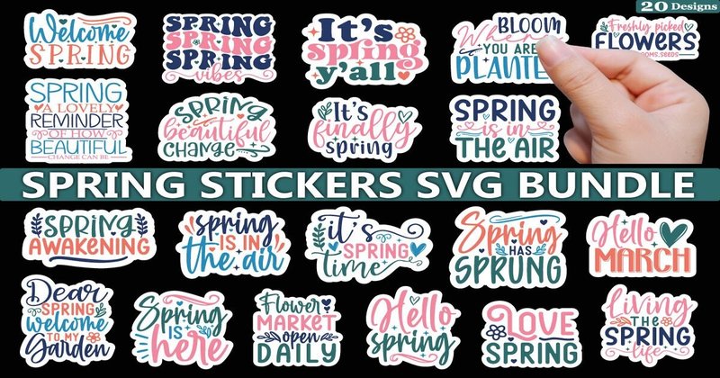 Spring Sticker SVG Bundle (by akazaddesign)