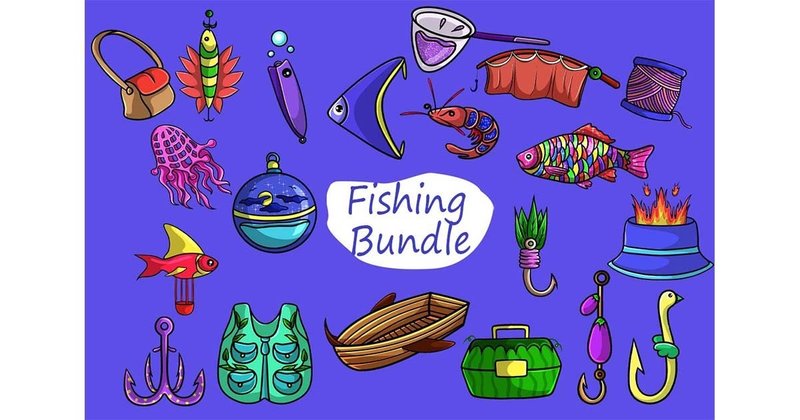 Sticker Fishing Vector Bundle Art (by dearlyartstudio)