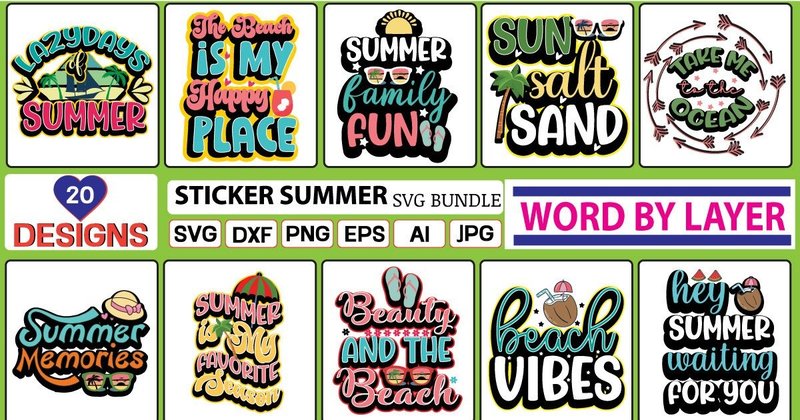 Sticker Summer SVG Bundle (by Anjel Resmi)