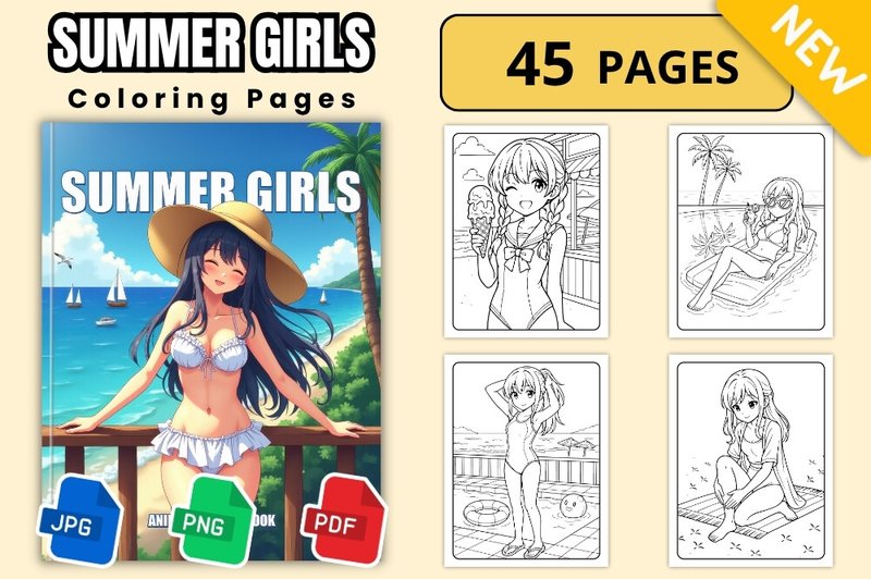 Summer Girls Anime Coloring Pages