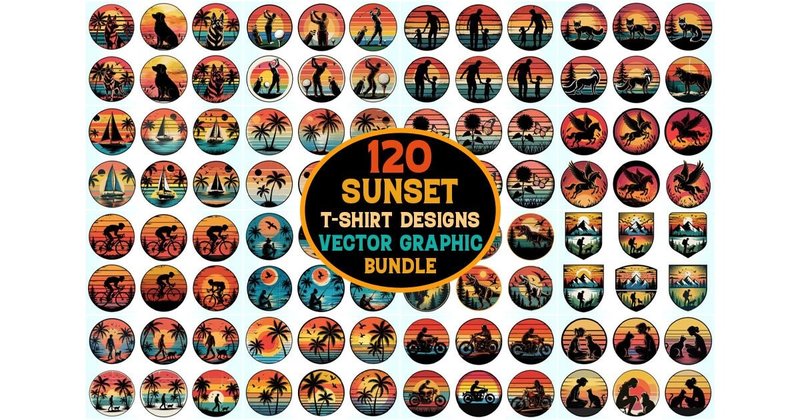 Sunset T-Shirt Vector Graphic Bundle