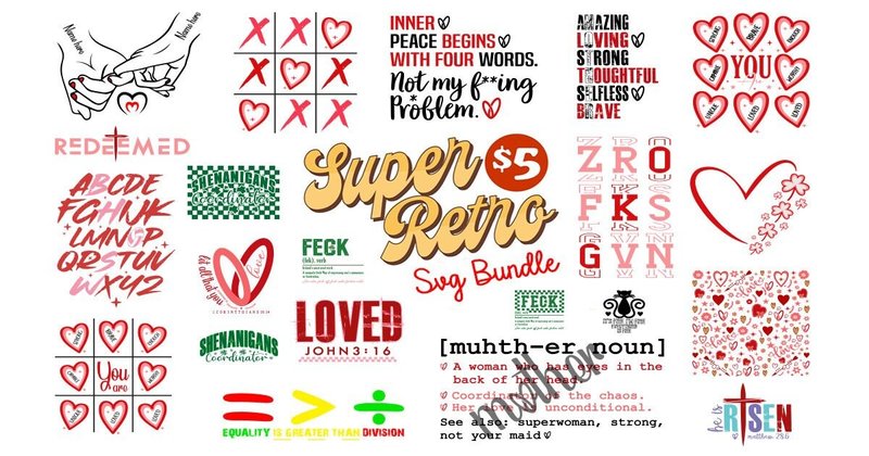 Super Retro SVG Graphic Bundle (by Bulk T-shirt 605)
