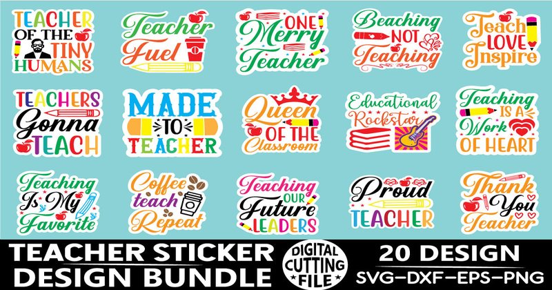 Teacher Sticker Design Bundle (by DIGITAL DESIGN SHOP BD)