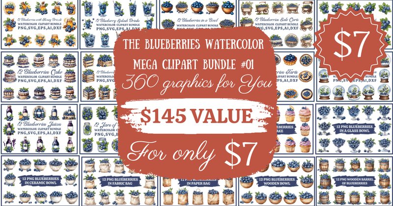 The Blueberries Watercolor Mega Bundle 1 (by Jugo's Universe)
