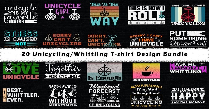 Unicycling Whittling T-Shirt Bundle (by vecstockdesign)