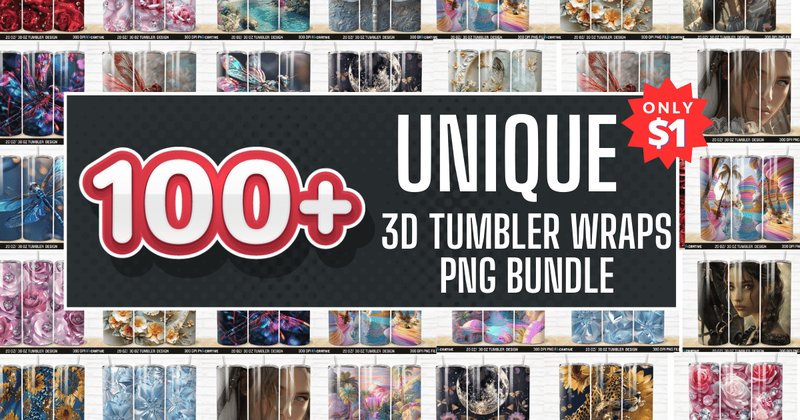 Unique 3D Tumbler Wraps Huge PNG Bundle (by Regulrcrative)