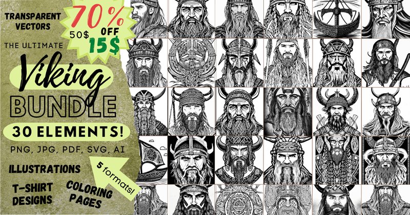 Viking Illustration Vector Design Bundle