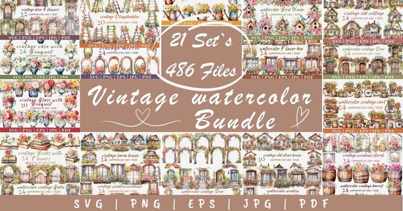 Vintage Flower Vector Graphic SVG Bundle