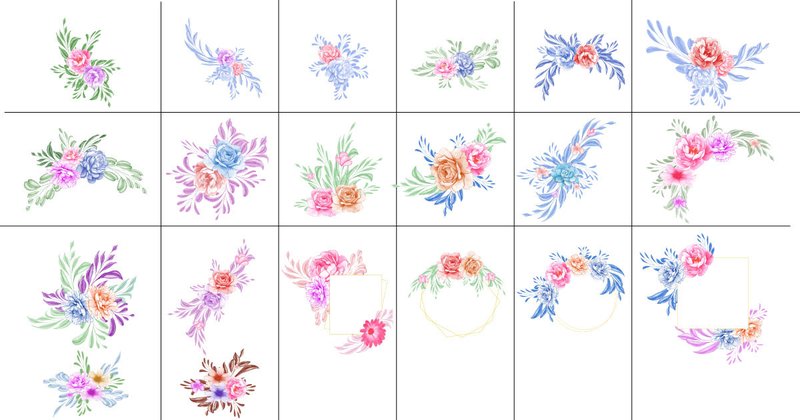 Watercolor Cute Soft Floral Clipart Bundle (by Design Lever)