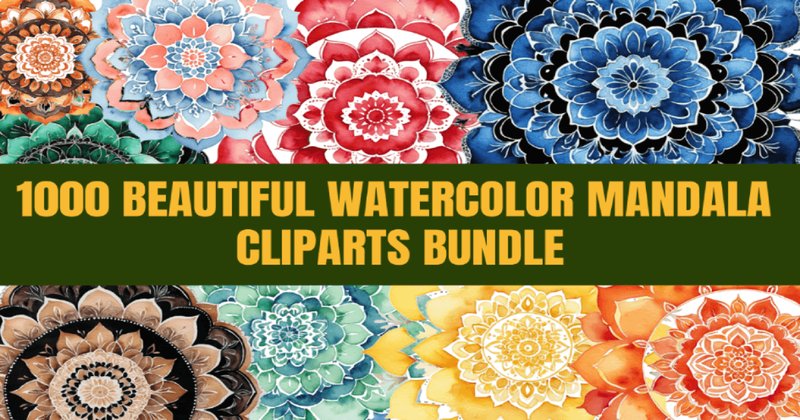Watercolor Mandala Cliparts Bundle (by mounbox)