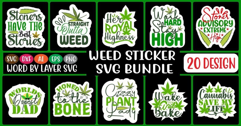 Weed Sticker SVG Bundle (by Artify Design Studio)