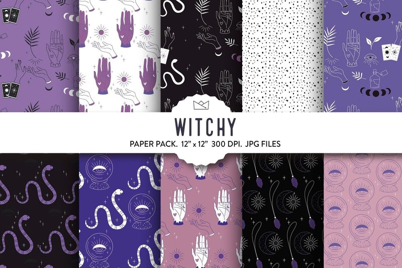 Witchy Digital Paper Esoteric Wrapping