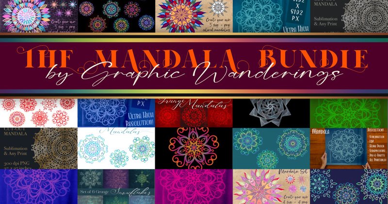 Yoga Mandala Backgrounds and Cliparts Bundle (by Graphic Wanderings)