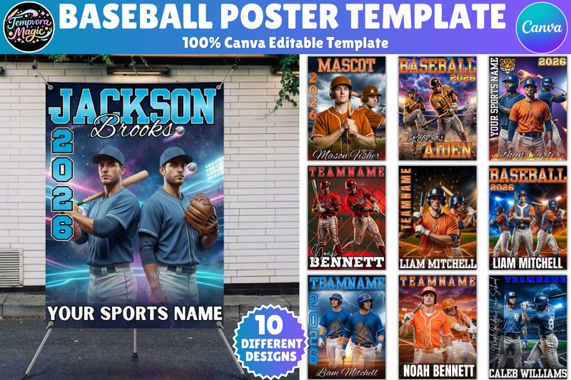 10 Senior Baseball Poster Canva Editable (by Canva Magic)
